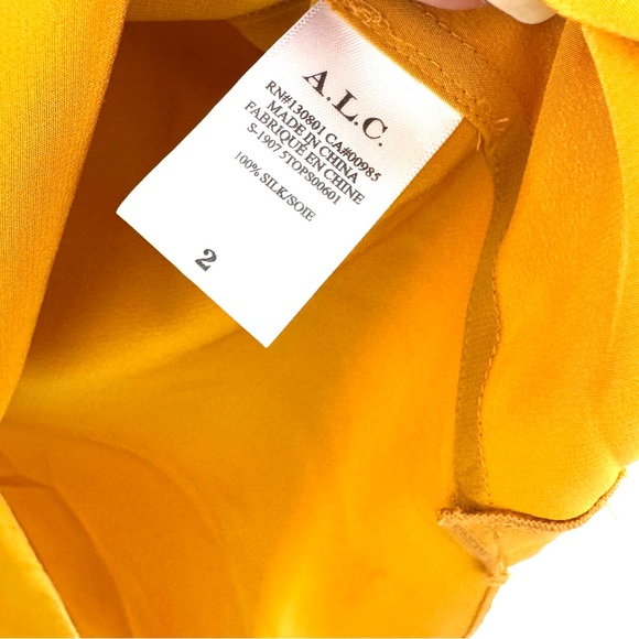 A.L.C. NWT Silk Sophie Top in Carnation in Yellow - Picture 7 of 9